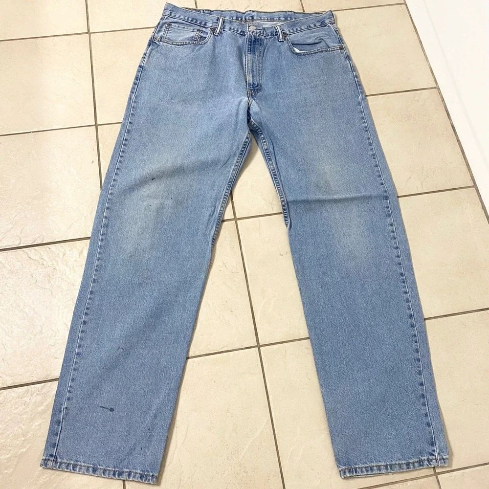 Levi Strauss 550 Mens Jeans Light Wash Straight Leg Denim Casual Pant Size 38x36